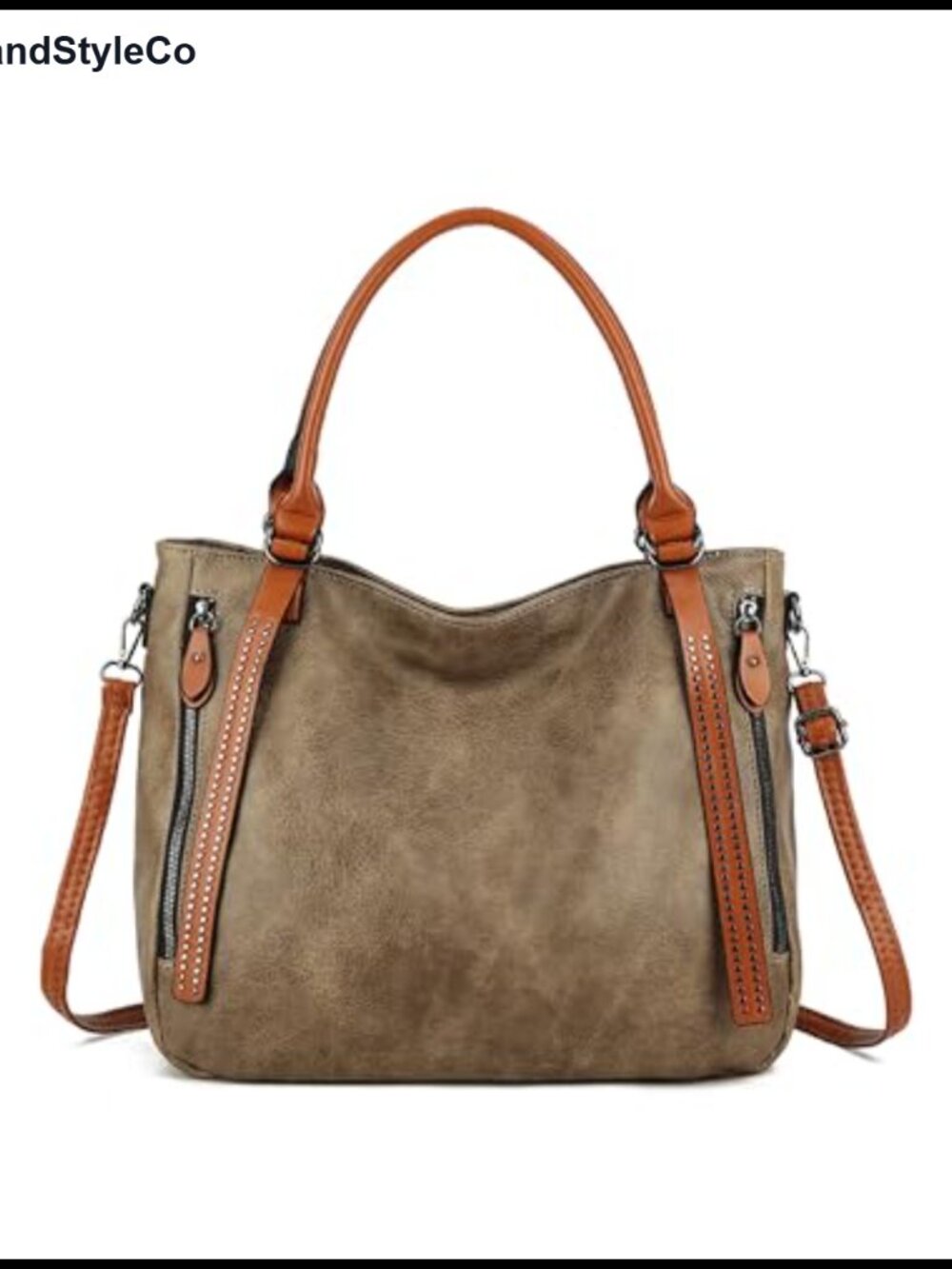 Large Vintage Slouchy Vegan Leather Hobo Tote Bag Adjustable Strap